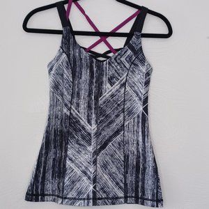 Lululemon Athletica Sports Bra Tank Top  Racer Purple, black, white Women's Size